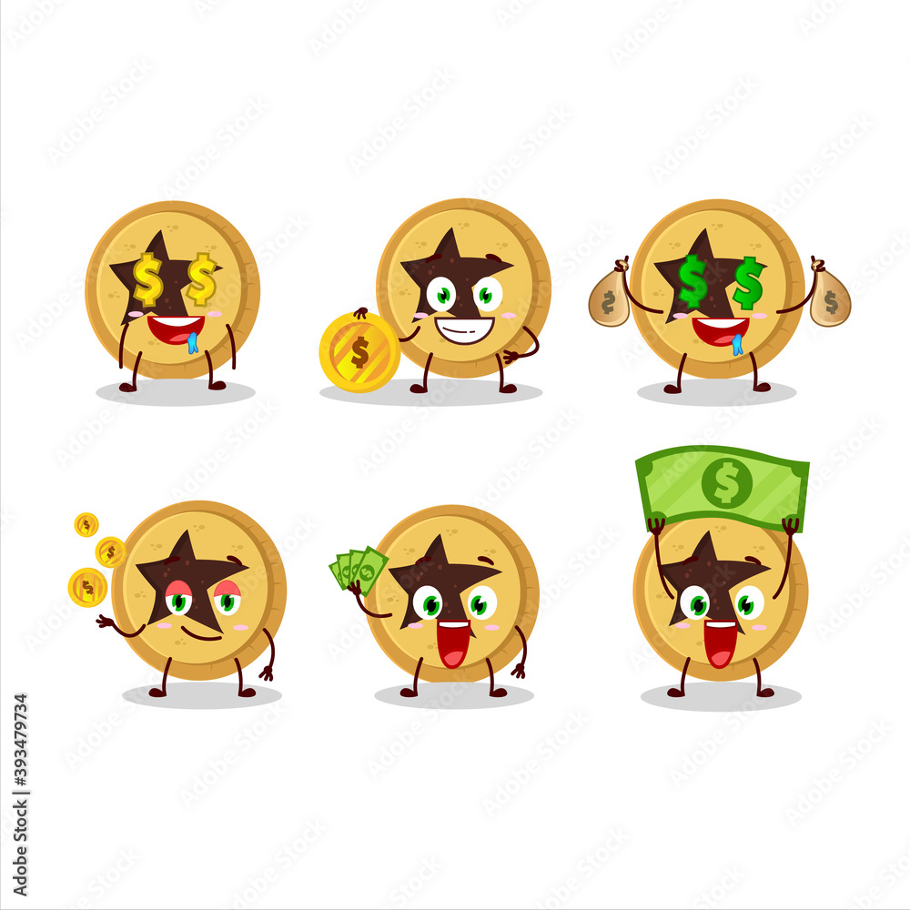 Bread star cartoon character with cute emoticon bring money Bread star cartoon character with cute emoticon bring money