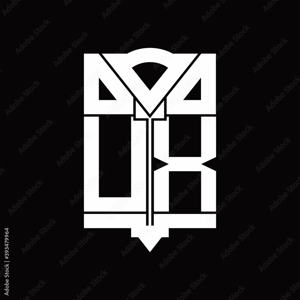 UX Logo monogram with shield emblem shape design template UX Logo monogram with shield emblem shape design template