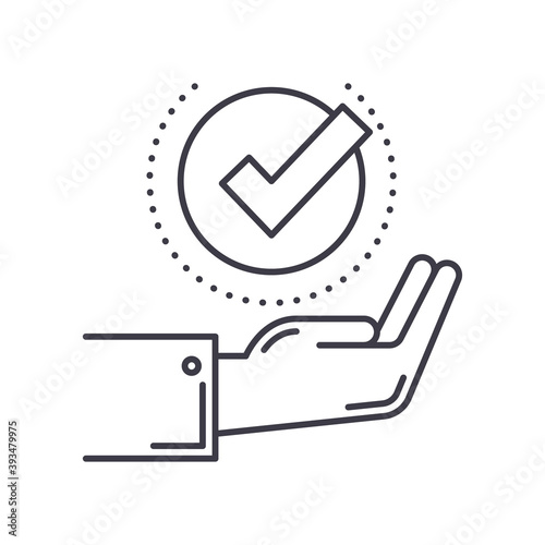 Success mark icon, linear isolated illustration, thin line vector, web design sign, outline concept symbol with editable stroke on white background.