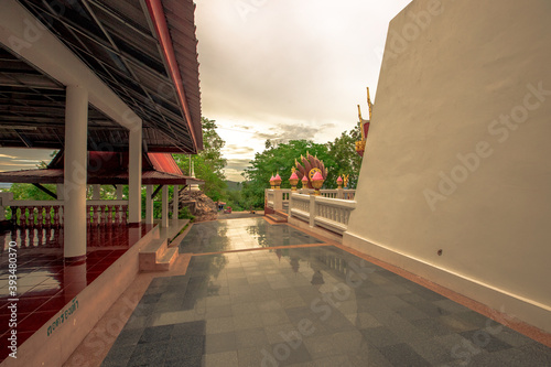 Photography The background of a bridge or a walkway to admire the mountain scenery resembles a Phaya Naga mortgage statue, (Wat Phra Bat Phu Pan Kham) in Khon Kaen Province, Thailand