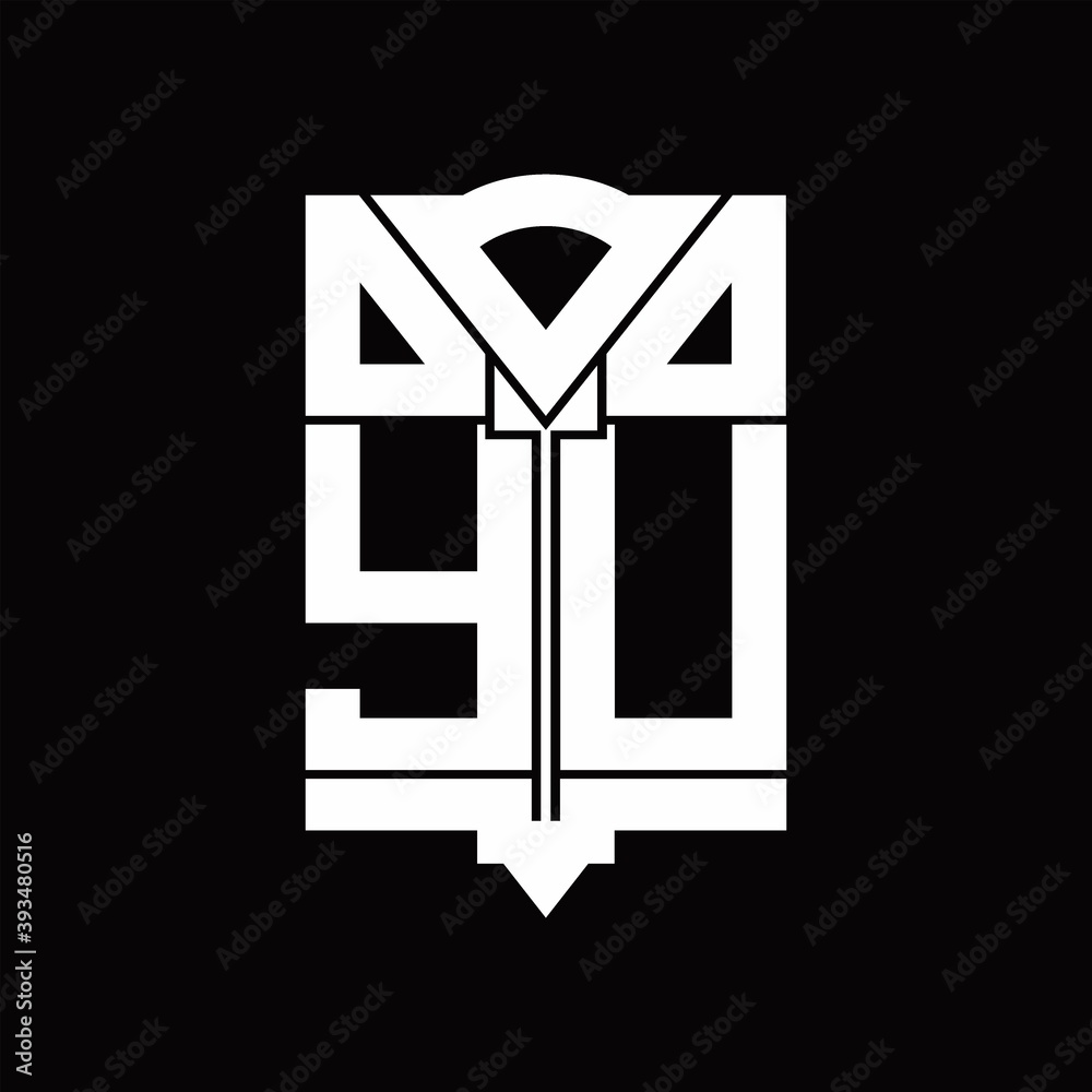 YU Logo monogram with shield emblem shape design template YU Logo monogram with shield emblem shape design template