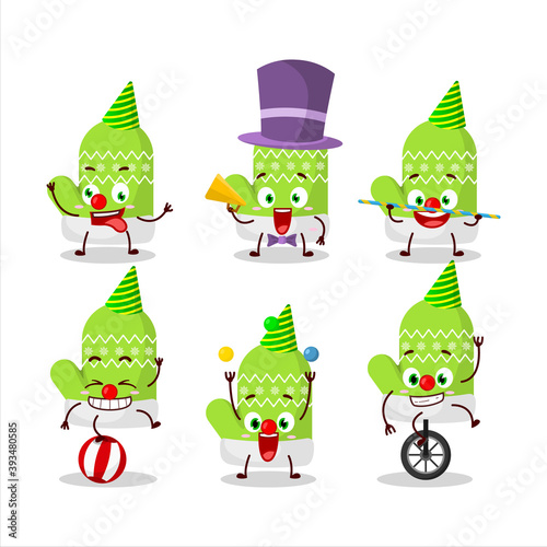 Cartoon character of new green gloves with various circus shows