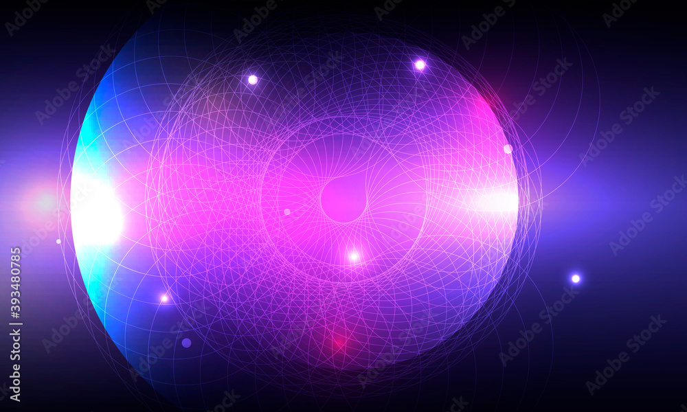 Fototapeta premium Vector bright circle blue space. Abstract glowing spiral