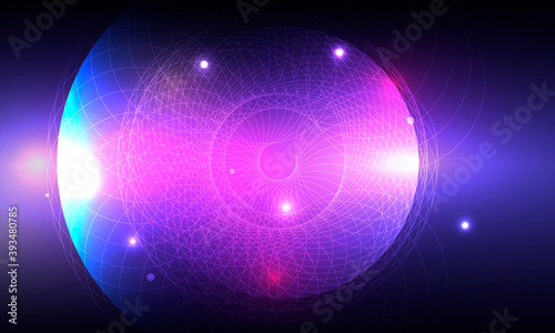 Vector bright circle blue space. Abstract glowing spiral