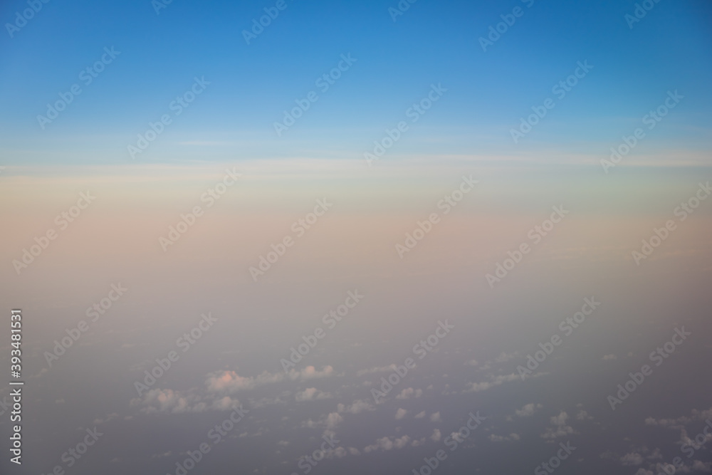 Beautiful blue sky with clouds shoot on airplane Beautiful blue sky with clouds shoot on airplane