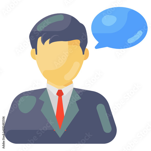  Man with speech bubble, personal chat flat icon 