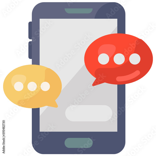 
Chat bubbles with smartphone, mobile communication icon
