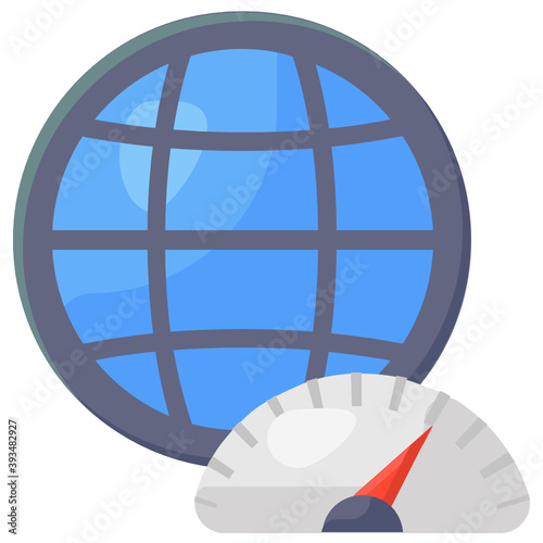 
Globe with speedometer, internet speed icon
