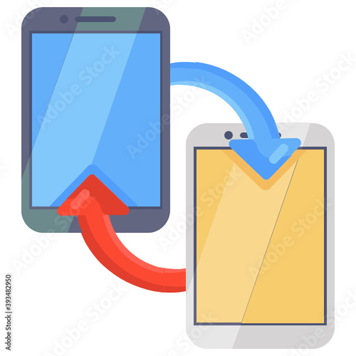 Icon of mobile data transfer in flat design 