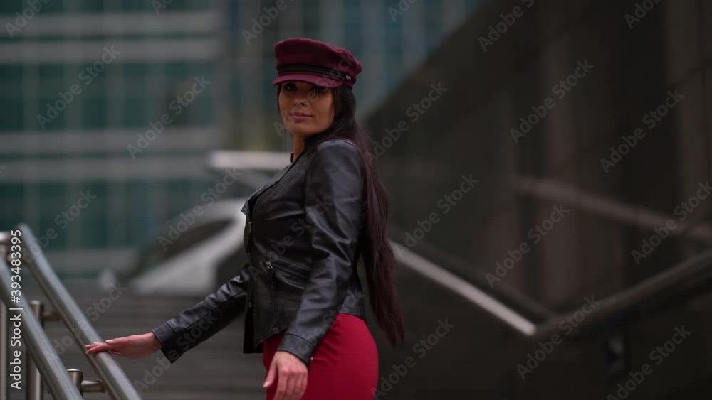 gorgeous woman is posing in urbanistic landscape with modern buildings, stylish lady in big modern city gorgeous woman is posing in urbanistic landscape with modern buildings, stylish lady in big modern city