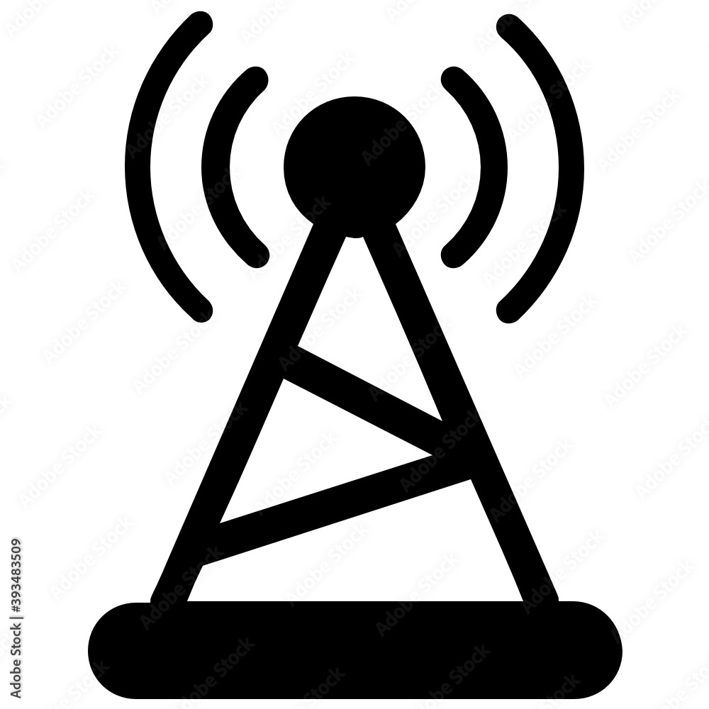
Wireless internet signal tower line icon design
