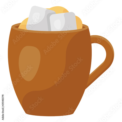 
A christmas hot cocoa with marshmallow, flat icon
