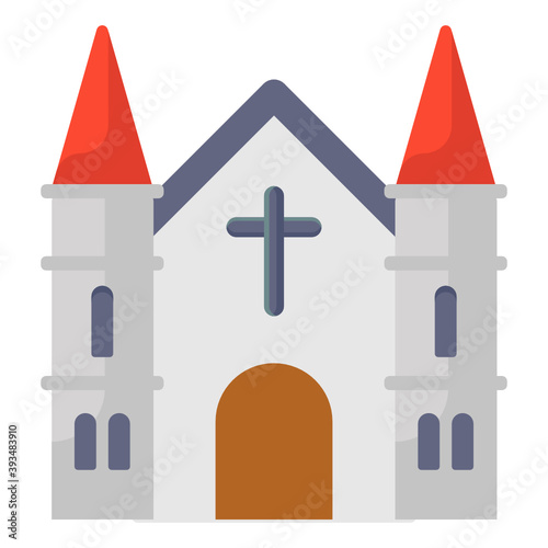 
A christianity house vector style, church flat icon design 
