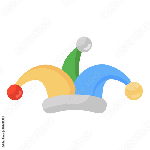  A flat vector design of jester hat icon 