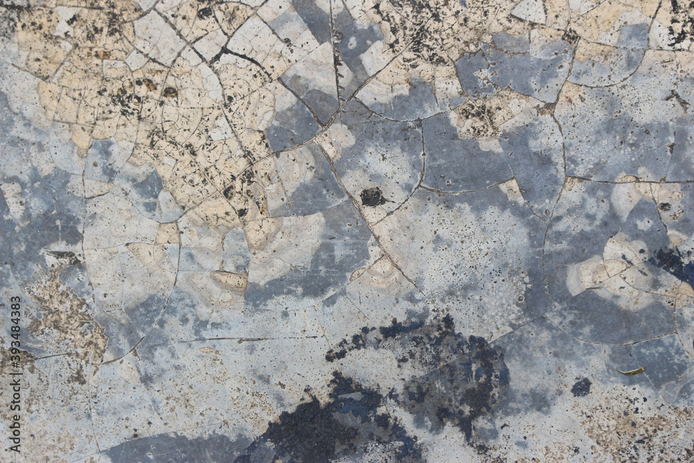 Fototapeta premium Gray cement concrete wall with cracks and mold texture background