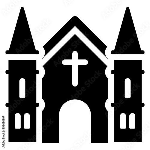 
A christianity house vector style, church flat icon design 
