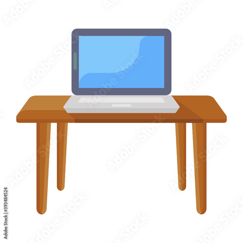 
Flat design of laptop table icon
