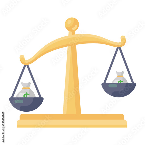 
Compare price icon, flat design of unbalanced money 
