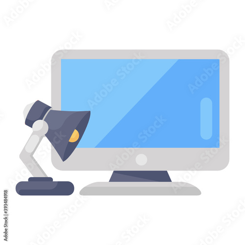 
Monitor with lamp denoting concept of workspace icon
