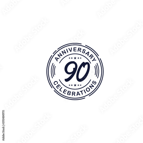 90 Years Anniversary Celebration Retro Vector Template Design Illustration