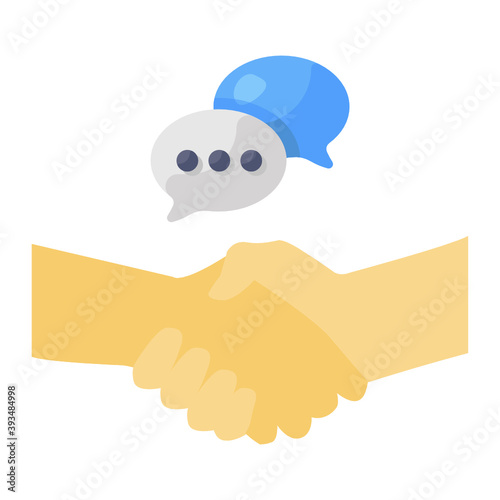

Handshake, commitment icon in flat style.
