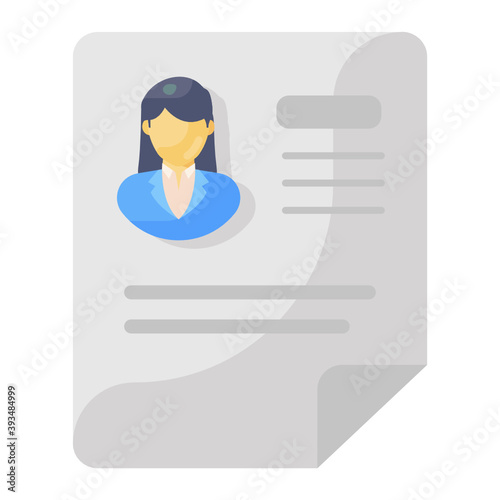 

Modern flat icon of resume, curriculum vitae editable vector 
