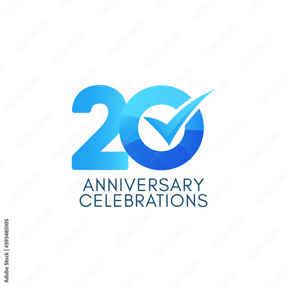Obraz premium 20 Years Anniversary Celebration Blue Gradient Vector Template Design Illustration