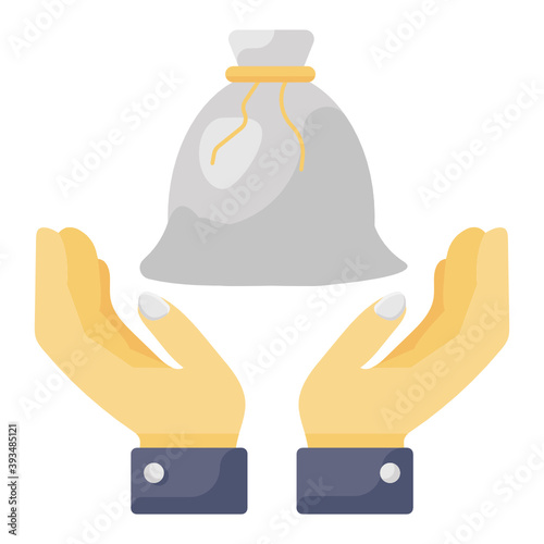 
Money bag inside hands denoting savings icon
