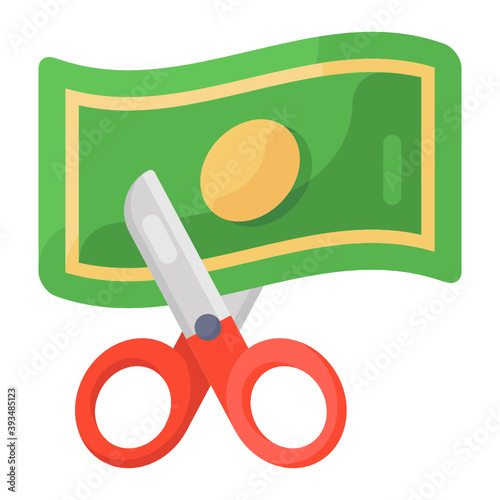 
Scissors cutting coupon, flat icon of cut price 
