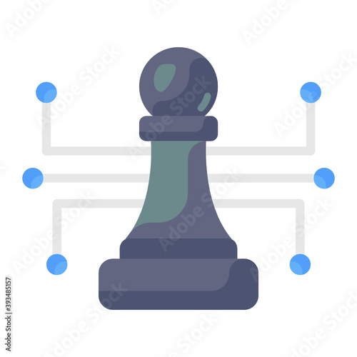 
Chess pawn with nodes, digital strategy icon
