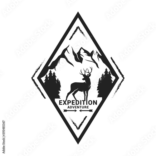 Expedition adventure wild deer logo icon vector template. Premium design wild deer logo.