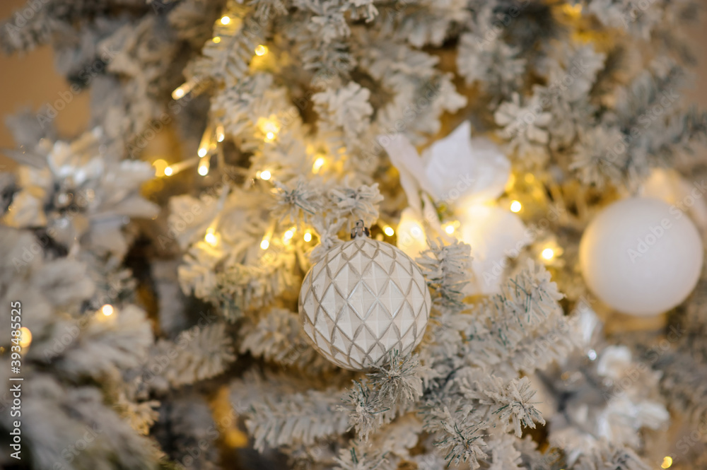 classic christmas interior with christmas tree and christmas presents.