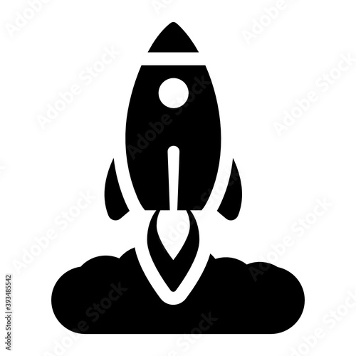 
An icon of rocket, flat design of launching 

