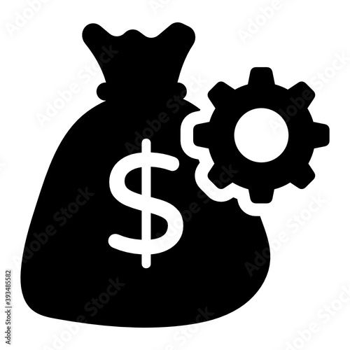 
Money bag with cogwheel, financial management icon
