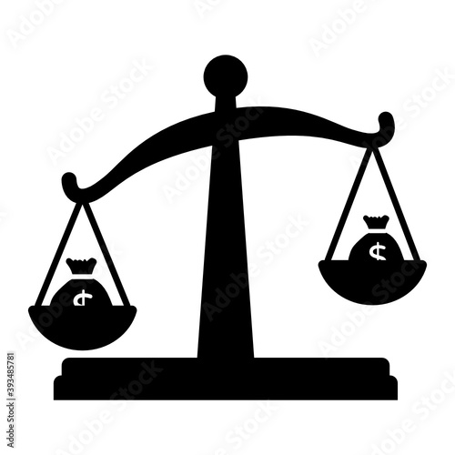 
Compare price icon, flat design of unbalanced money 

