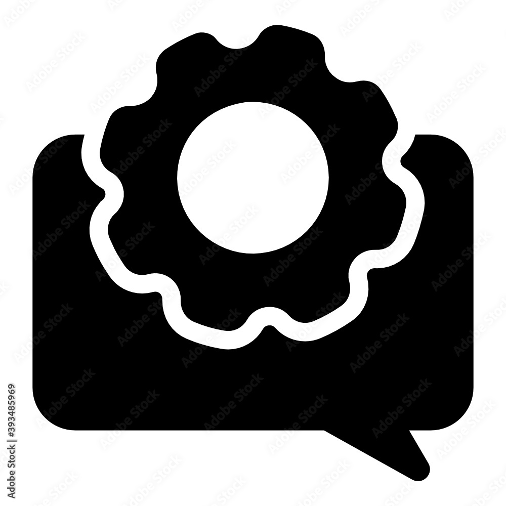 Icon of message setting in flat style, gear inside chat bubble
Icon of message setting in flat style, gear inside chat bubble