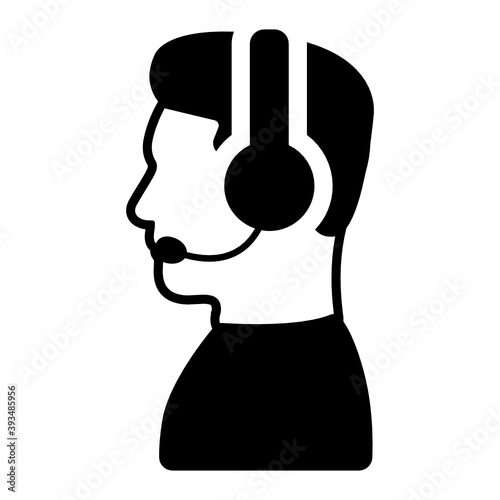 
Male avatar wearing headphones with mic showcasing helpline icon

