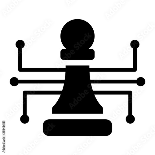 
Chess pawn with nodes, digital strategy icon
