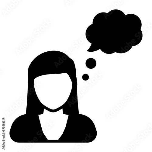 
Girl with thought bubbles denoting daydreaming icon
