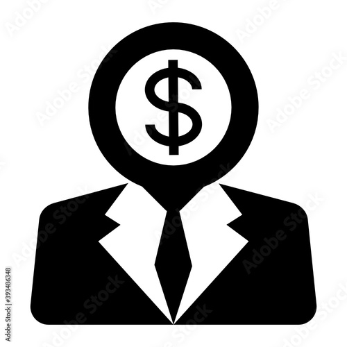 
Dollar sign with man showing concept of banker icon
