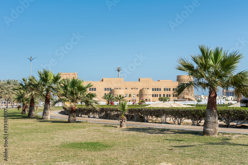 A clay castle building at the corniche park in Dammam, Sudi Arabia photo