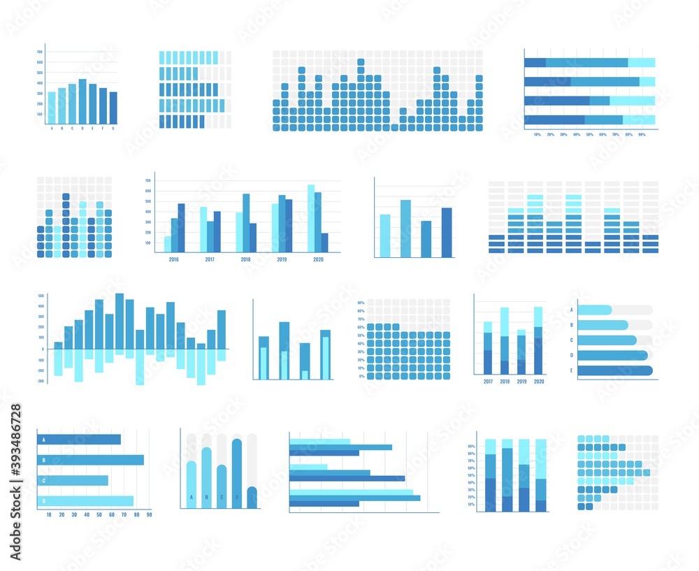 Histogram business chart. Different type of stock diagram and statistic ...