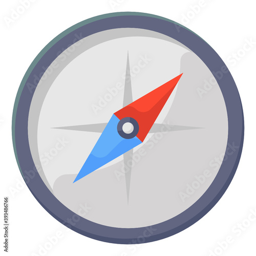 
Directional geographical tool known as compass, flat icon design
