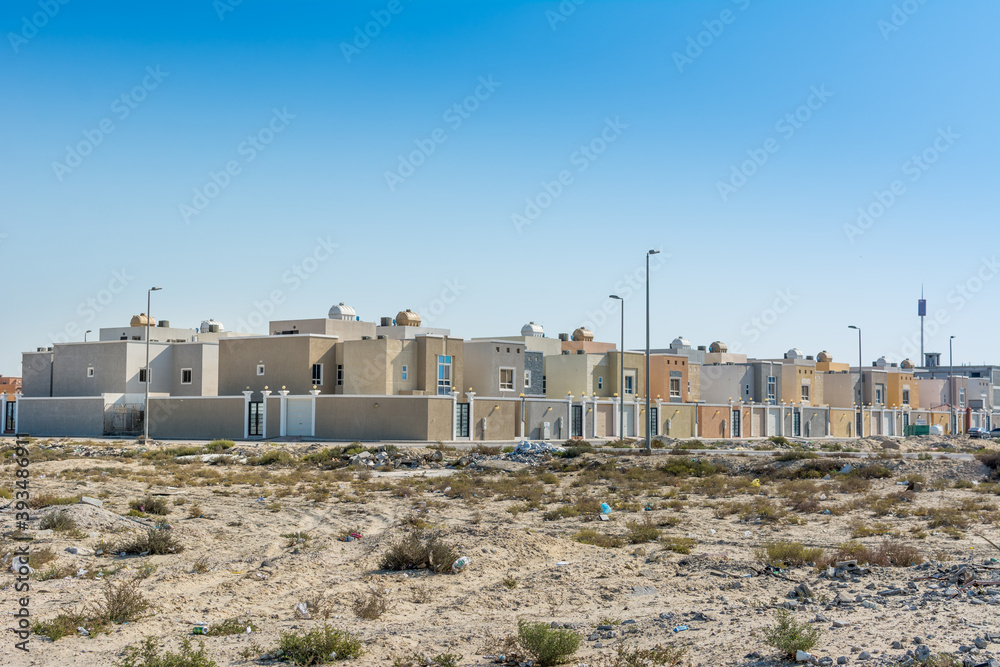 A common residential area built above on the desert near the corniche park in the Dammam, Saudi Arabia A common residential area built above on the desert near the corniche park in the Dammam, Saudi Arabia