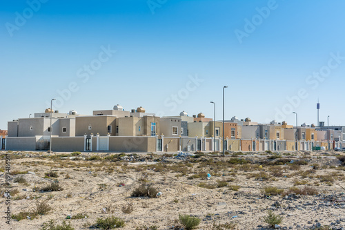 A common residential area built above on the desert near the corniche park in the Dammam, Saudi Arabia © zz3701