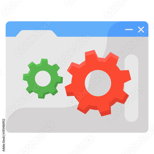 
Gears inside website, web settings flat icon 
