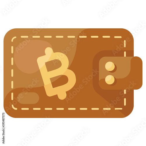 
Icon of bitcoin wallet, flat vector style of bitcoin money storage 
