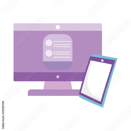 computer and smartphone website connection isolated white background © Stockgiu