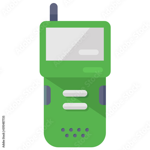 
A vintage mobile having button, walkie talkie icon in flat design 
