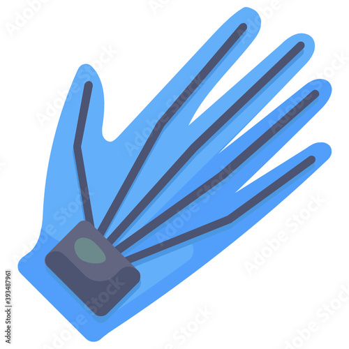 Robotic hand functioning, flat vector of cybernetic limb  